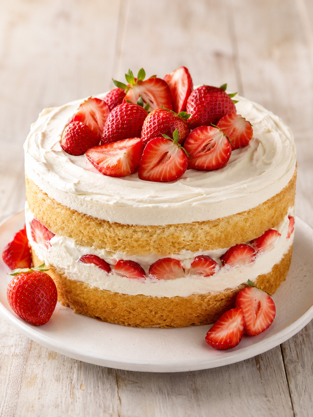 Bolo de aniversário com morangos