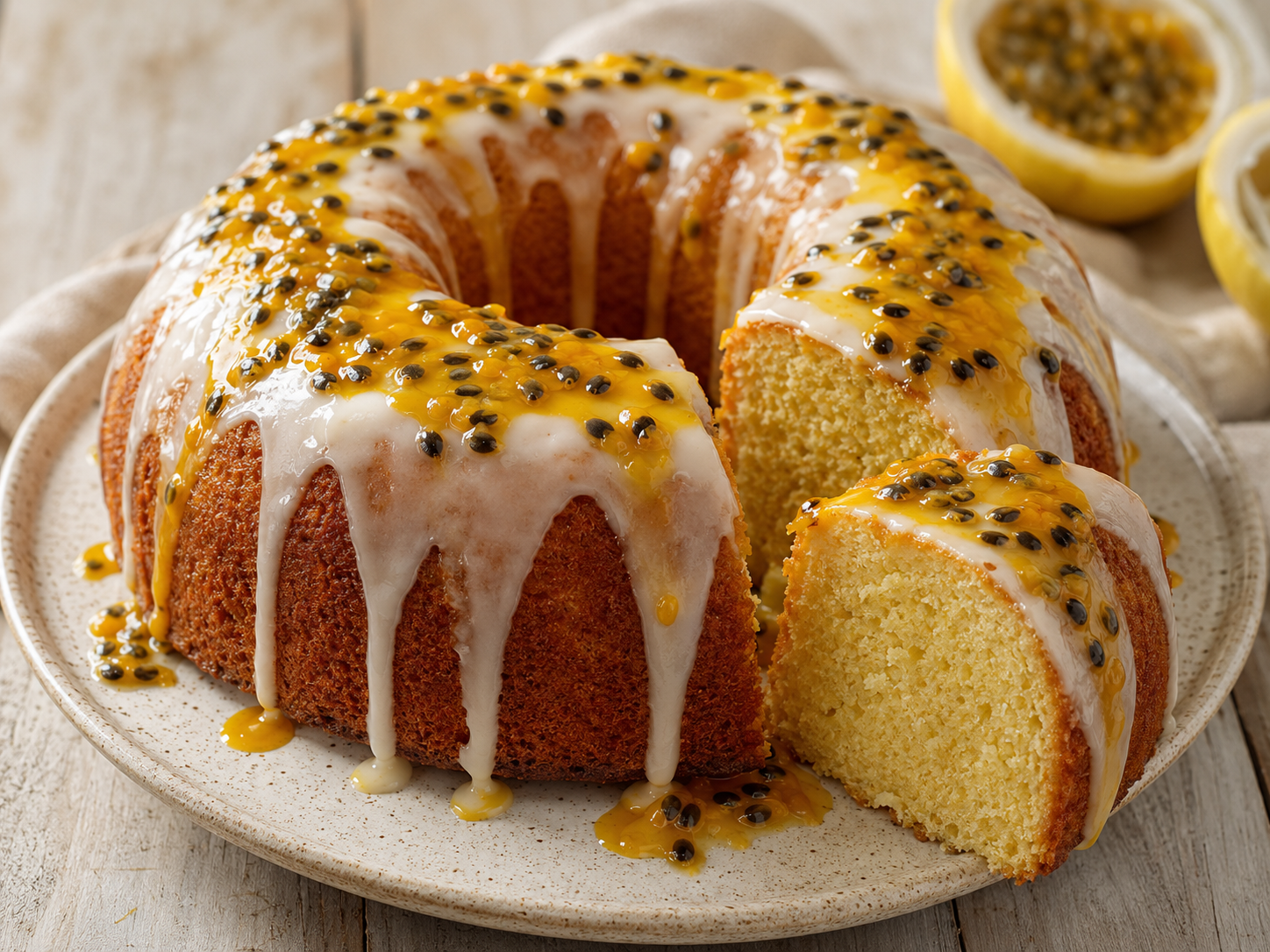 Bolo de maracujá com cobertura